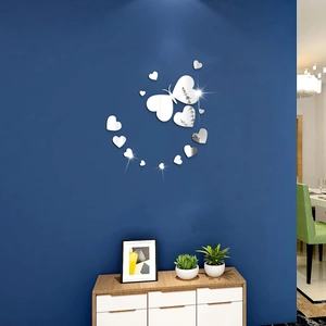 Acrylic Mirror Butterfly Heart Wall Sticker 3D DIY Removable Art Decal For Home Living Room Bedroom Decoration