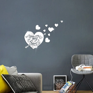 Modern mirror acrylic wall stickers with You are my Sun text for living room decor