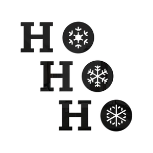 Mirror black HO HO HO Christmas snowflake wall stickers with 1mm thickness for home decor
