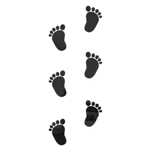 Set of 6 black mirror acrylic baby footprint wall stickers for modern living room decor