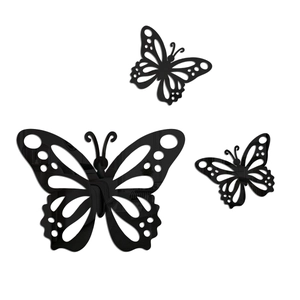3D hollow black butterfly mirror wall stickers in acrylic for creative room decoration