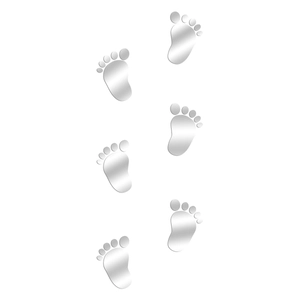 Silver mirror acrylic wall stickers with cute 3D baby footprint design for home decor