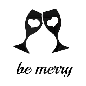 Be Merry acrylic heart wine glass mirror wall stickers for kitchen and dining room decor