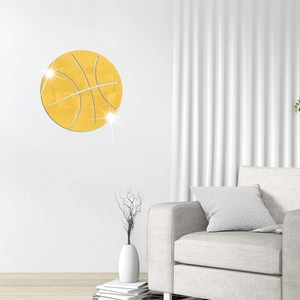 Modern gold basketball mirror wall sticker in a stylish acrylic design for home decor