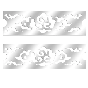 Close-up of silver acrylic mirror wall stickers with hollow auspicious cloud pattern
