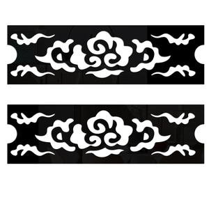 Waterproof black acrylic mirror wall stickers with white traditional cloud patterns