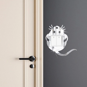 Creative mouse-shaped mirror acrylic wall sticker for light switch socket decoration