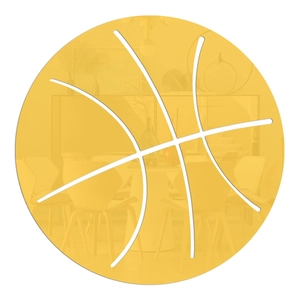 Detail of 3D acrylic basketball mirror wall sticker showing glossy surface and texture