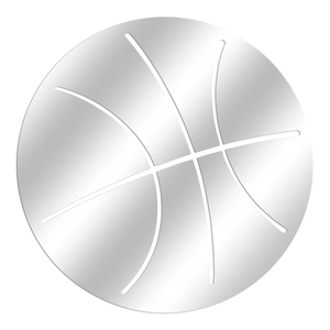 Detailed view of silver acrylic basketball wall sticker showing mirror finish and texture