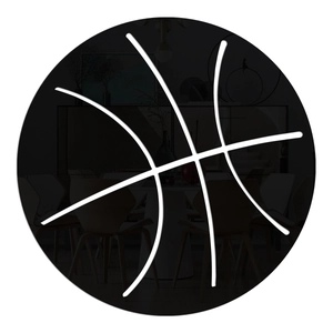 3D acrylic basketball mirror wall sticker with black and white reflective surface decoration