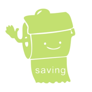 Luminous toilet wall sticker featuring a smiling green cartoon paper roll with saving text
