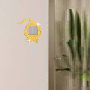 Golden mouse acrylic mirror wall sticker decoration for double light switch cover