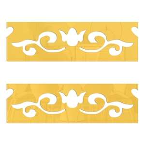 Close-up of 1mm gold acrylic mirror wall stickers with white floral pattern detailing