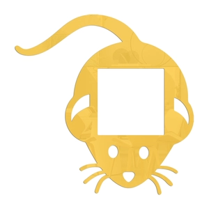 Detail view of a 1mm thick gold mirror acrylic cartoon mouse light switch wall sticker
