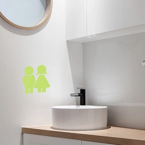 Glow-in-the-dark bathroom wall stickers featuring luminous cartoon male and female figures
