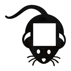 Black mouse shaped acrylic mirror wall sticker for light switch and home socket decor