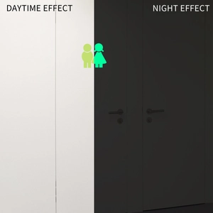 Luminous toilet wall sticker showing day and night effect in glow in the dark green