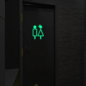 Stickers Muraux Lumineux Signe Toilettes Autocollants Fluorescents Homme Femme Porte Salle De Bain Imperméable Décoration