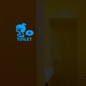 Kreativer Leuchtender Toilettenaufkleber Glow In The Dark Cartoon Schild Für Badezimmer Wand Tür Dekoration PET Fluoreszierend