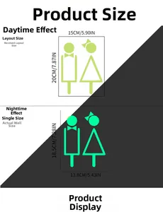 Détails d'autocollants muraux lumineux pour toilettes avec effets jour et nuit précis