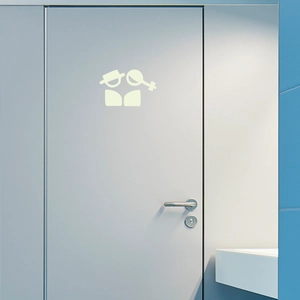 Leuchtender WC-Aufkleber mit fluoreszierenden Herren- und Damensymbolen für Türen
