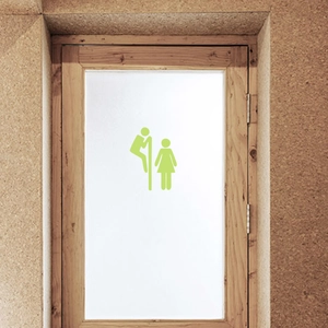 Luminous pale green silhouette wall stickers for glass doors in a creative humor design