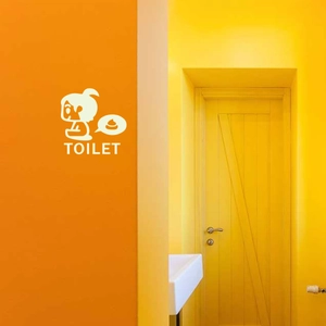 Leuchtender kreativer Toiletten-Wandaufkleber mit Cartoon-Mädchen und WC-Schild