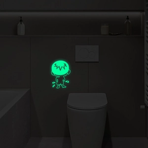 Adesivo murale bambino luminoso in verde fluorescente per arredo bagno moderno