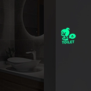 Leuchtender Toilettenaufkleber mit glühendem Mädchensymbol und TOILET-Schriftzug