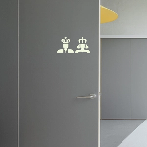 Luminous door stickers with King and Queen silhouettes for bathroom home decor