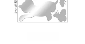 Detail of 14cm acrylic cat and butterfly mirror wall stickers for room decoration