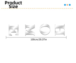 Detail view of 100cm large silver acrylic mirror HOME letter wall stickers for home decor