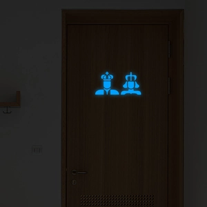 Glow In The Dark Bathroom Toilet Door Sticker King Queen Crown Silhouette Fluorescent PET Waterproof Wall Decal For Washroom Decor