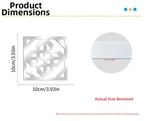 Detail view of 1mm thick silver mirror acrylic wall sticker with hollow geometric pattern