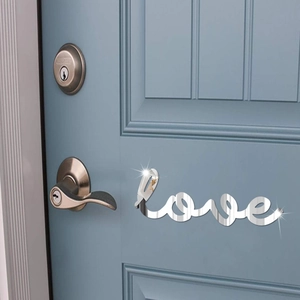3D Mirror Acrylic Love Letter Wall Sticker Self Adhesive Artistic Cursive Decal For Home Bedroom Living Room Modern Decor