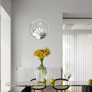 3D Acryl Spiegel Wandaufkleber Lotus Om Symbol Zen Yoga Dekoration Für Wohnzimmer Schlafzimmer Selbstklebend Wandbild