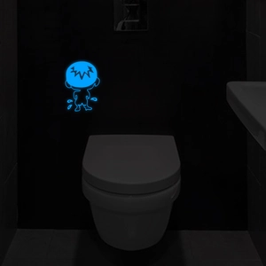 Adesivo murale luminoso bimbo cartone animato per decorazione bagno e toilette al buio