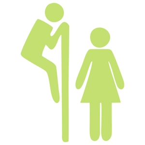 Luminous green restroom wall sticker with creative male and female prank figure design