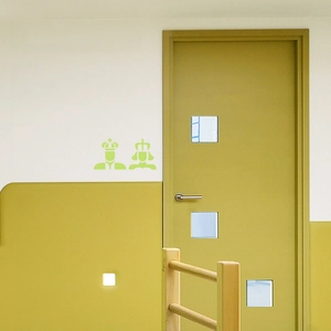 Luminous king and queen crown stickers for bathroom door decor in bright green