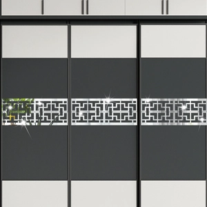 Modern acrylic mirror wall stickers with hollow geometric patterns for home decoration