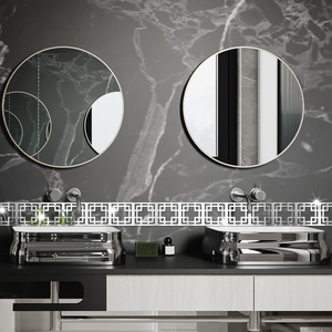 Stickers muraux 3D miroir en acrylique avec motif géométrique grec pour la salle de bain