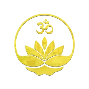 Goldener Om-Lotus-Spiegel-Wandaufkleber aus Acryl für Zen-Wohnzimmer und Schlafzimmerdeko