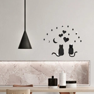 Creative 3D acrylic mirror wall sticker set with black cats and moon for home bedroom decor