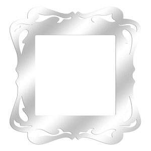 Close-up of silver ornate acrylic mirror switch cover with vintage hollow carvings