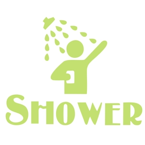 Luminous shower wall sticker featuring water droplets and a green bathing silhouette design