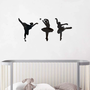 3D mirror acrylic ballet dancer wall stickers set for children room and studio decor
