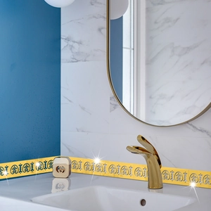 European gold hollow mirror waistline wall stickers for bathroom wall decor