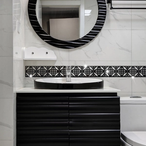 Creative hollow geometric acrylic mirror wall stickers for modern bathroom waistline decor