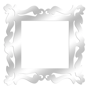 Detailed view of silver acrylic mirror wall sticker with classic floral embossed patterns