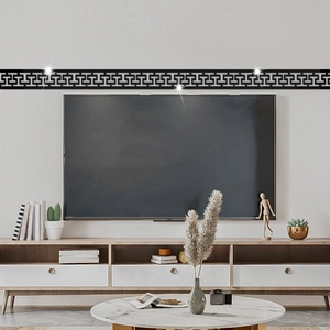 Modern black Greek key mirror wall sticker for living room waistline home decoration